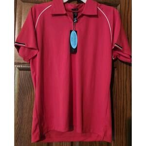 NWT!! Page & Tuttle Cool Swing Performance Top Red w/ White Piping Sz Lg